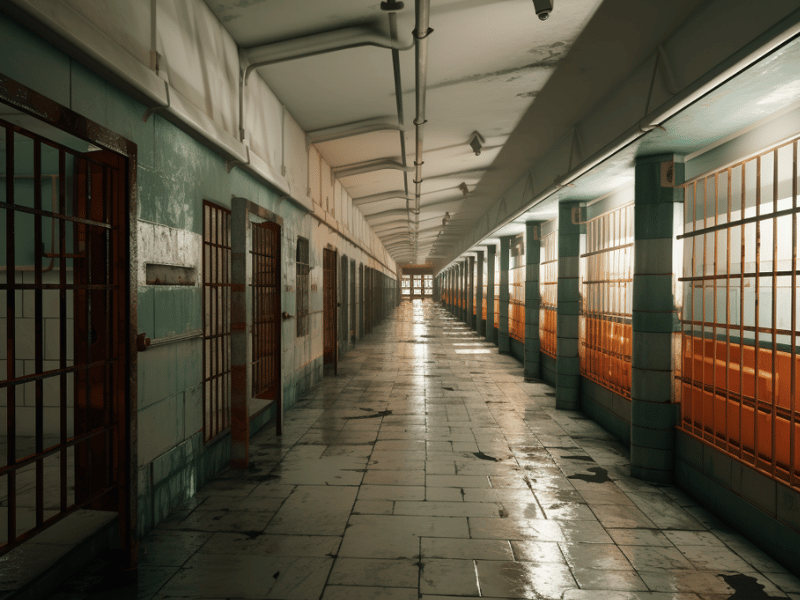 hallway with jail cells. elpasoarrests.com